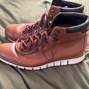 Cole Haan Chestnut Leather Boots with Black Accents